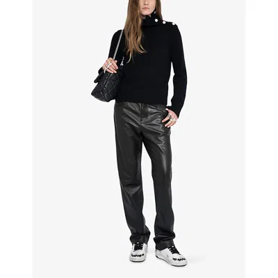 Zadig & Voltaire High-neck Embellished-button Sweater In Black