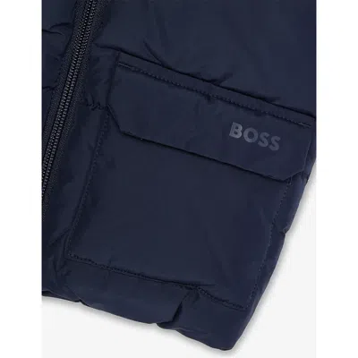 Hugo Boss Navy Logo-print Padded Shell Puffer Jacket 2-18 In Blue