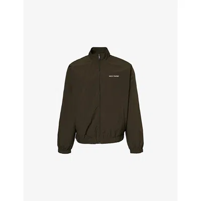 Daily Paper Mens Rosin Green Eward Crinkle Shell Tracksuit Jacket In Brown