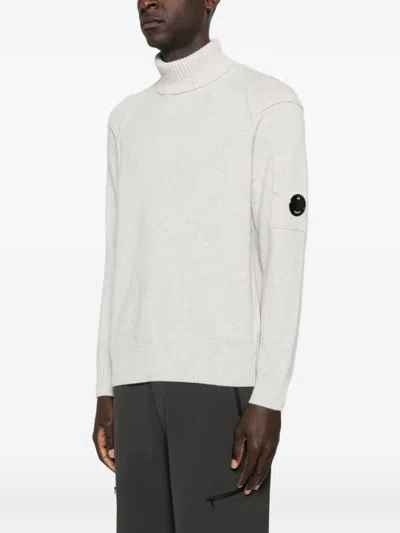 C.p. Company Ribbed Knit Turtleneck Sweater With Folded Collar And Distinctive Sleeve Patch In Multi