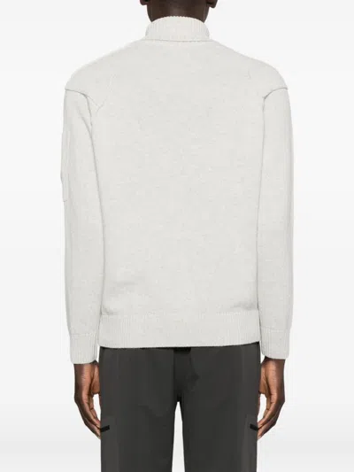 C.p. Company Ribbed Knit Turtleneck Sweater With Folded Collar And Distinctive Sleeve Patch In Multi