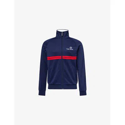 Sergio Tacchini Mens Maritime Blue Multi Dallas Striped Cotton Blend Track Top Xl In Blue