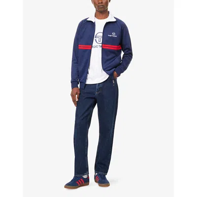 Sergio Tacchini Mens Maritime Blue Multi Dallas Striped Cotton Blend Track Top Xl In Blue