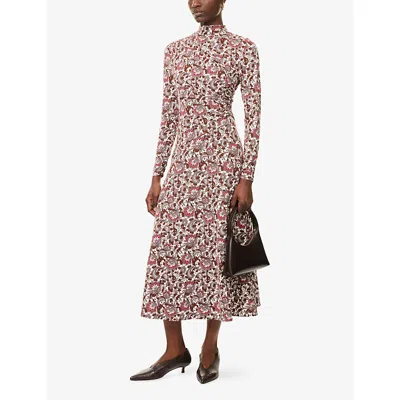 Me And Em And Em Womens Brown Multi Ruched Graphic-pattern Stretch-jersey Midi Dress In Multi