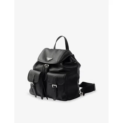 Prada Black Re-nylon And Saffiano Backpack With Pouch Women In Black