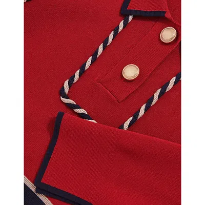 Reiss Red Freeda Piped Stretch-knit D In Red