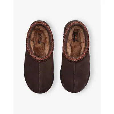 Ugg Tasman Brown Mules With Embossed Logo In Suede Woman In Brown