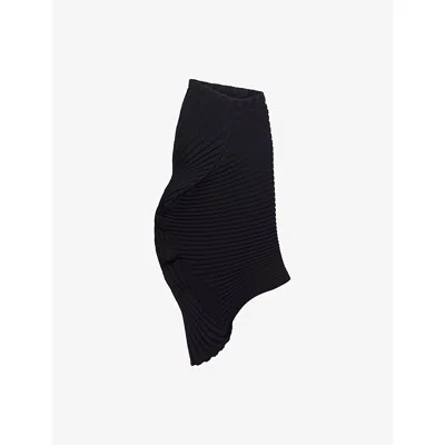 Issey Miyake Womens Black Knit As It Is Asymmetric Knitted Midi Skirt In Black