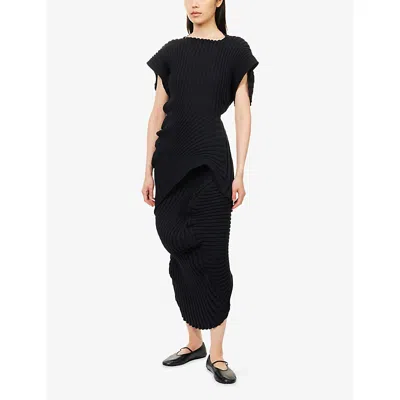 Issey Miyake Womens Black Knit As It Is Short-sleeves Knitted Top In Black