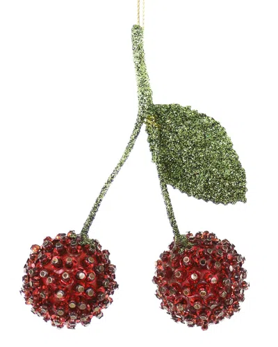 Cody Foster & Co. Sequin Cherries Ornament In Red