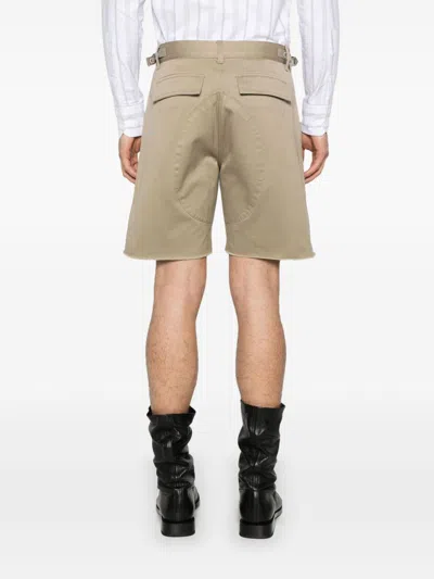 Celine Straight-leg Distressed Cotton-twill Cargo Shorts In Brown