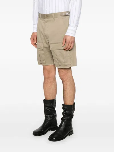 Celine Straight-leg Distressed Cotton-twill Cargo Shorts In Brown