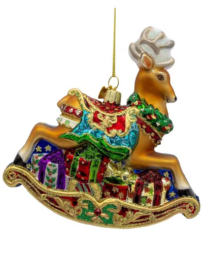 Kurt Adler 5.5-inch Bellissimo Glass Rocking Deer Ornament In Multi