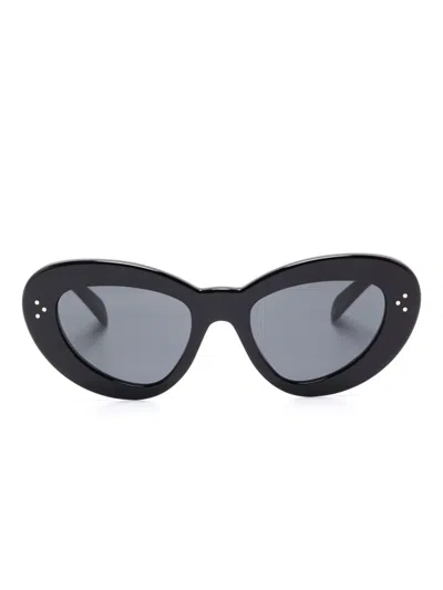Celine Womens Black Cl40320u 3-dots Cat-eye Acetate Sunglasses In Brown