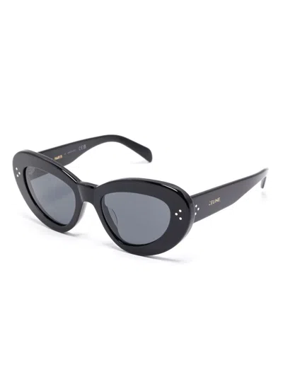 Celine Womens Black Cl40320u 3-dots Cat-eye Acetate Sunglasses In Brown