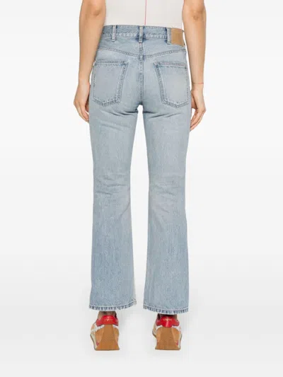 Celine Flared Leg Trousers With Front And Back Pockets In Blue