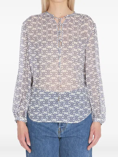 Celine Romy Blouse In Silk Crepon In Multi