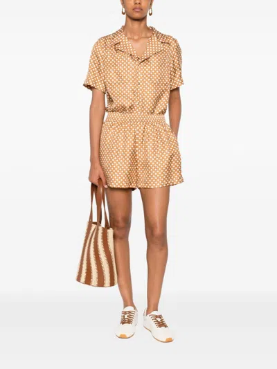 Celine Pajama Shorts In Silk Twill In Multi