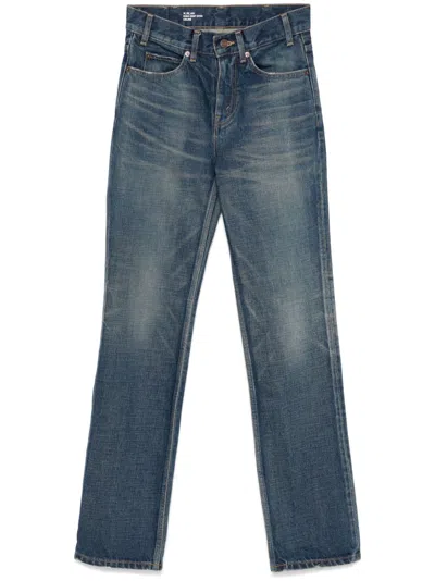 Celine Mid-waisted Flared Denims 22cm In Blue