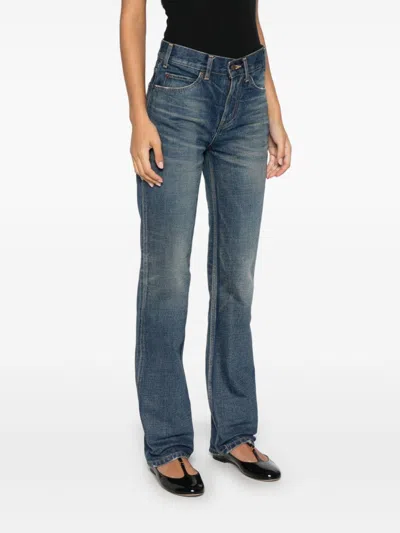 Celine Mid-waisted Flared Denims 22cm In Blue