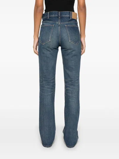 Celine Mid-waisted Flared Denims 22cm In Blue
