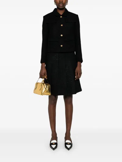 Celine Women Wool Pleated Skirt In Multi