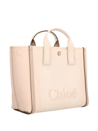 Chloé Tote Bag With Shoulder Strap And Top Handles In White