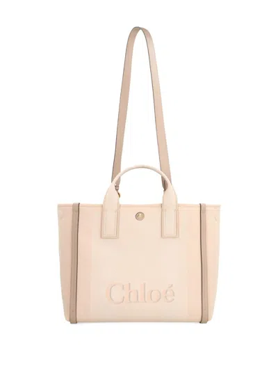 Chloé Tote Bag With Shoulder Strap And Top Handles In White