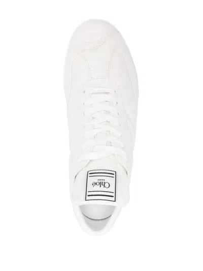 Chloé Womens Winter Wht Kick Brand-patch Leather Low-top Trainers Eur 36 / 3 Uk In White