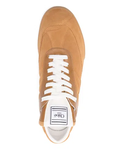 Chloé Kick Suede Leather Sneakers In Brown