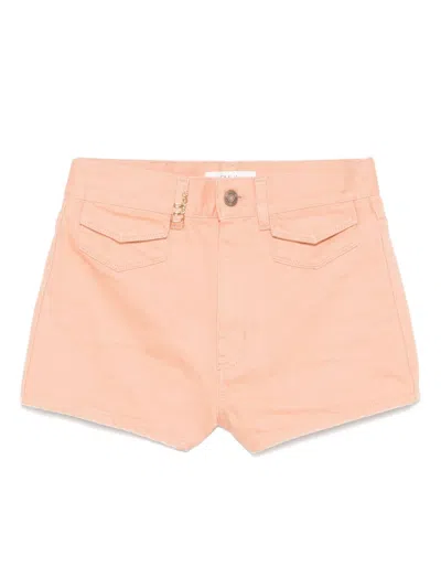 Chloé Chloe Women Salmon Denim Shorts In Multi