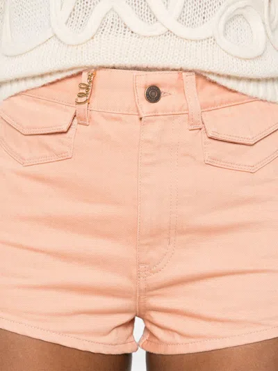 Chloé Chloe Women Salmon Denim Shorts In Multi