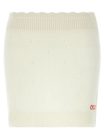 Chloé Cashmere Wool Mini Skirt With Ribbed Waistband In Neutral