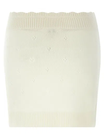 Chloé Cashmere Wool Mini Skirt With Ribbed Waistband In Neutral