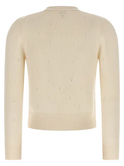 Chloé Wool And Cashmere Fitted Sweater With An Openwork Motif Clothing In Neutral
