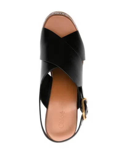 Chloé 130mm Maxime Leather Wedges In Black