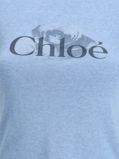 Chloé Chloè Logo Cotton T Shirt In Blue