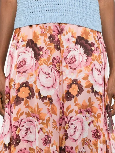 Chloé Asymmetric Floral Print Flowing Skirt In Multi