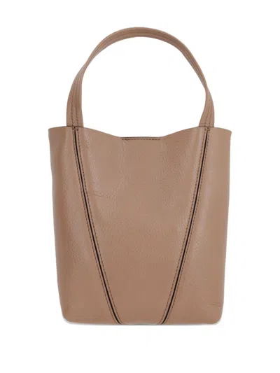 Chloé Chloè Spin Small Leather Tote Bag In Neutral