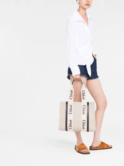 Chloé Chloè Woody Medium Canvas Tote In Multi