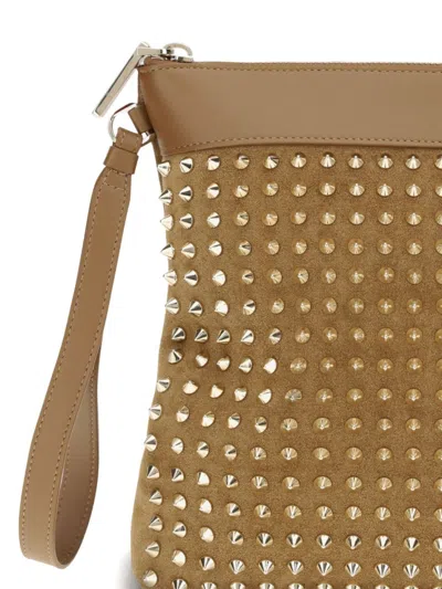 Christian Louboutin Men Funky Leather Pouch In Brown