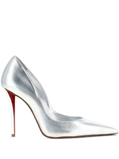 Christian Louboutin Miss Z Pumps In Silver Laminated Nappa Leather Women In Animal Print