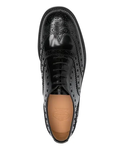 Church's Lace Up Leather Shoes With Brogue Detailing In Black