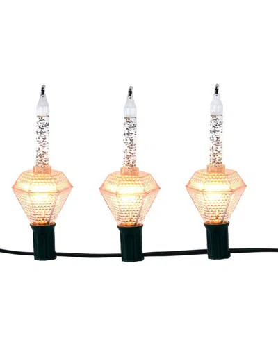 Kurt Adler 7-light Silver Glitter Diamond Bubble Light Set In Multi