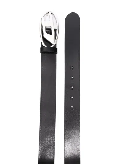 Diesel 4cm D Leather Buckle Belt In Black