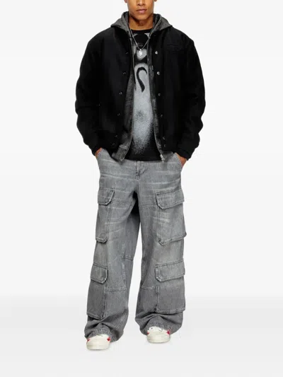 Diesel Bomber Jacket With Embroidered Logo In Black