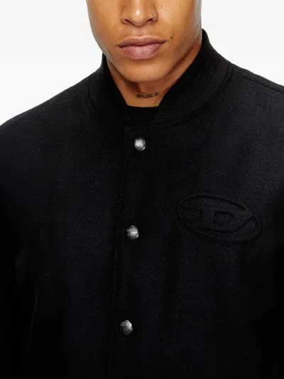 Diesel Bomber Jacket With Embroidered Logo In Black