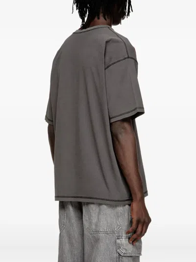 Diesel Cotton T-shirt With Oval D Print In Gray