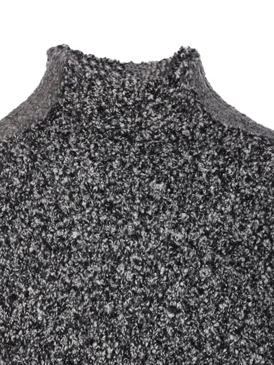 Diesel Crewneck Knitted Sweater Textured Turtleneck In Gray