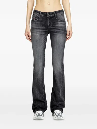 Diesel 1969 Flared Trousers Five Pocket Design In Black